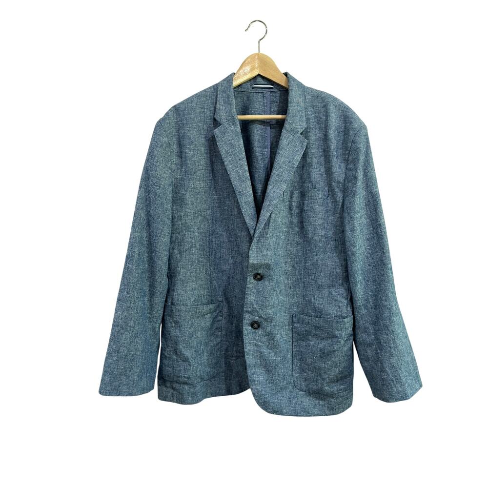 Old Navy Chambray Linen Blend Casual Sport Coat Blazer Jacket Men XL
